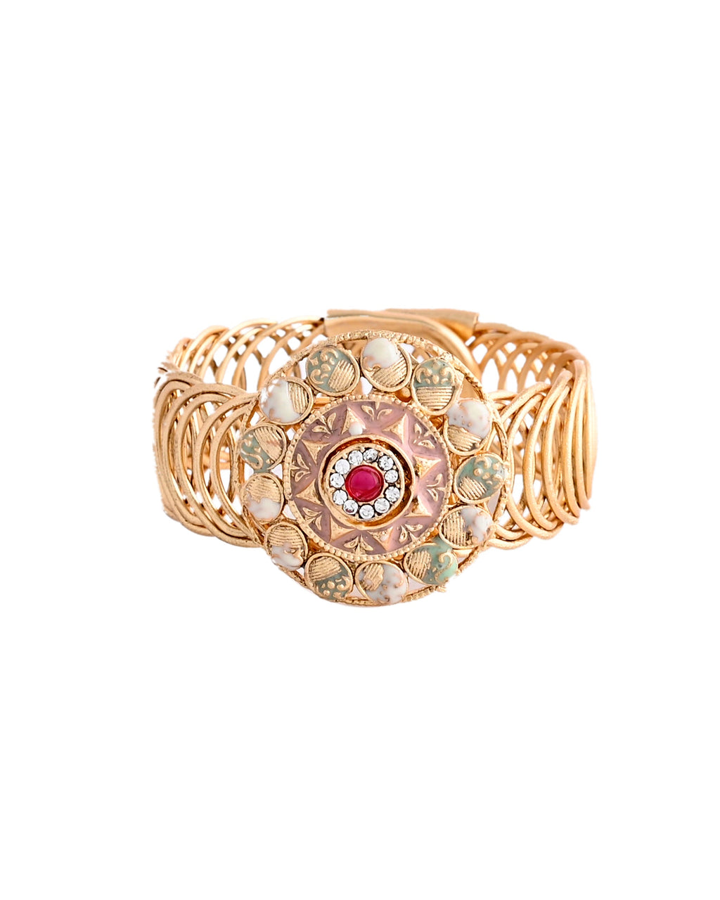 VOJ Kundan Studded Circular Women's Bracelet
