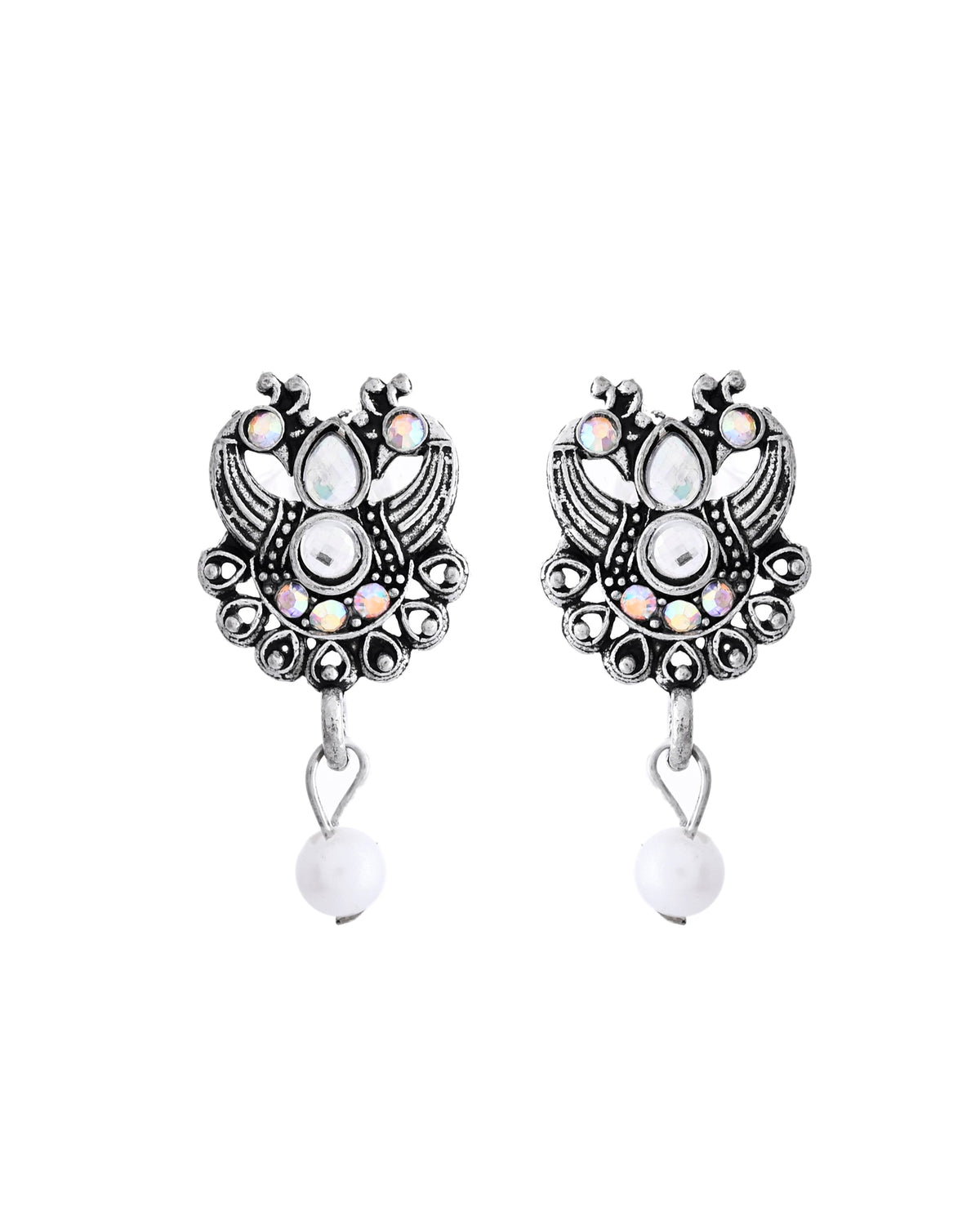 VOJ Silver Plated Oxidized Temple Jewellery Set
