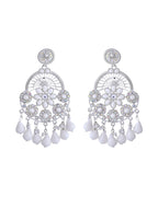 VOJ Elegent White Ethnic Chandbali Earrings With Pearl And Stone Earrings