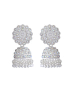 VOJ White Stone Studded Jhumkar Earrings With Maang Tikka | Grocsy
