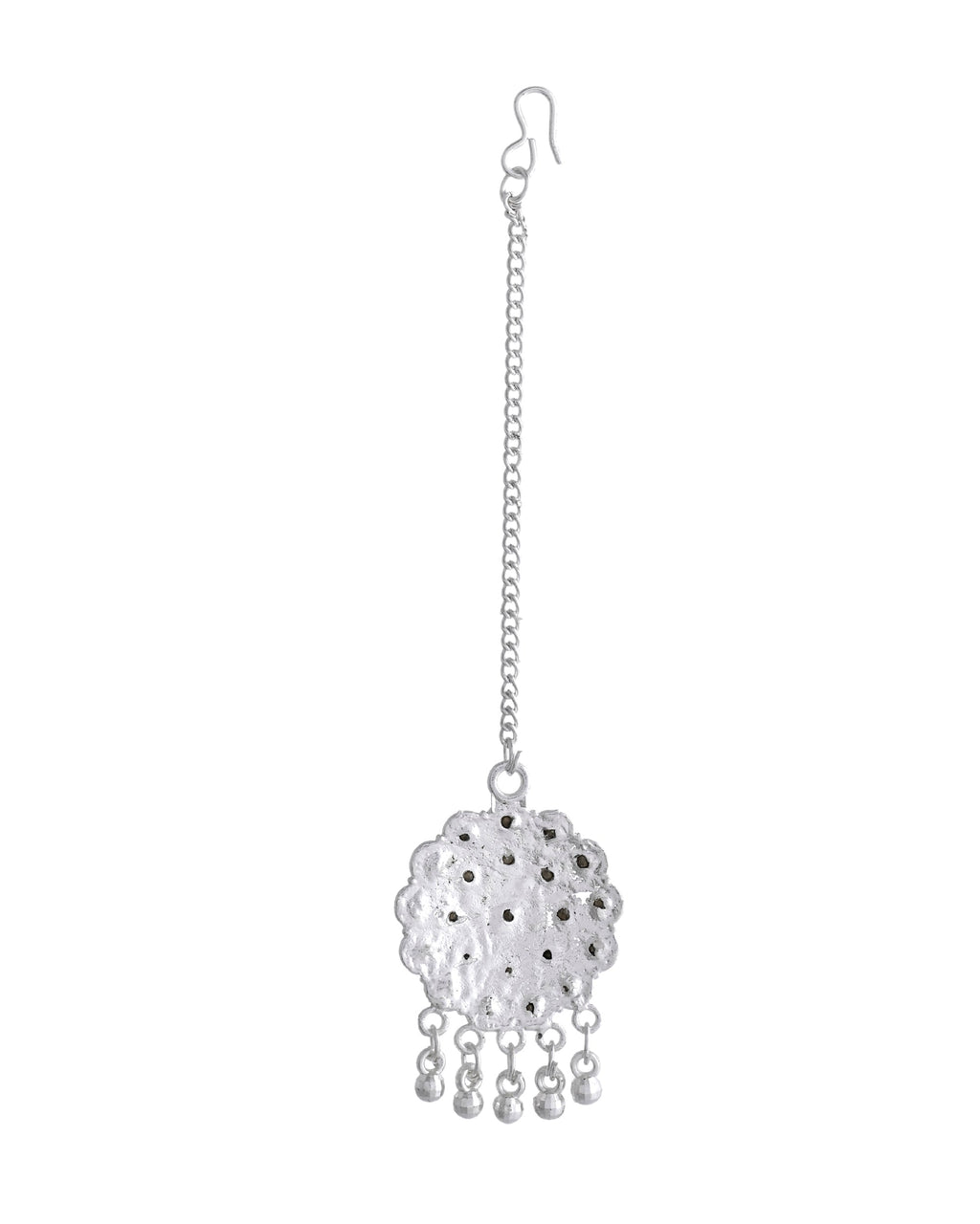 VOJ White Stone Studded Jhumkar Earrings With Maang Tikka | Grocsy