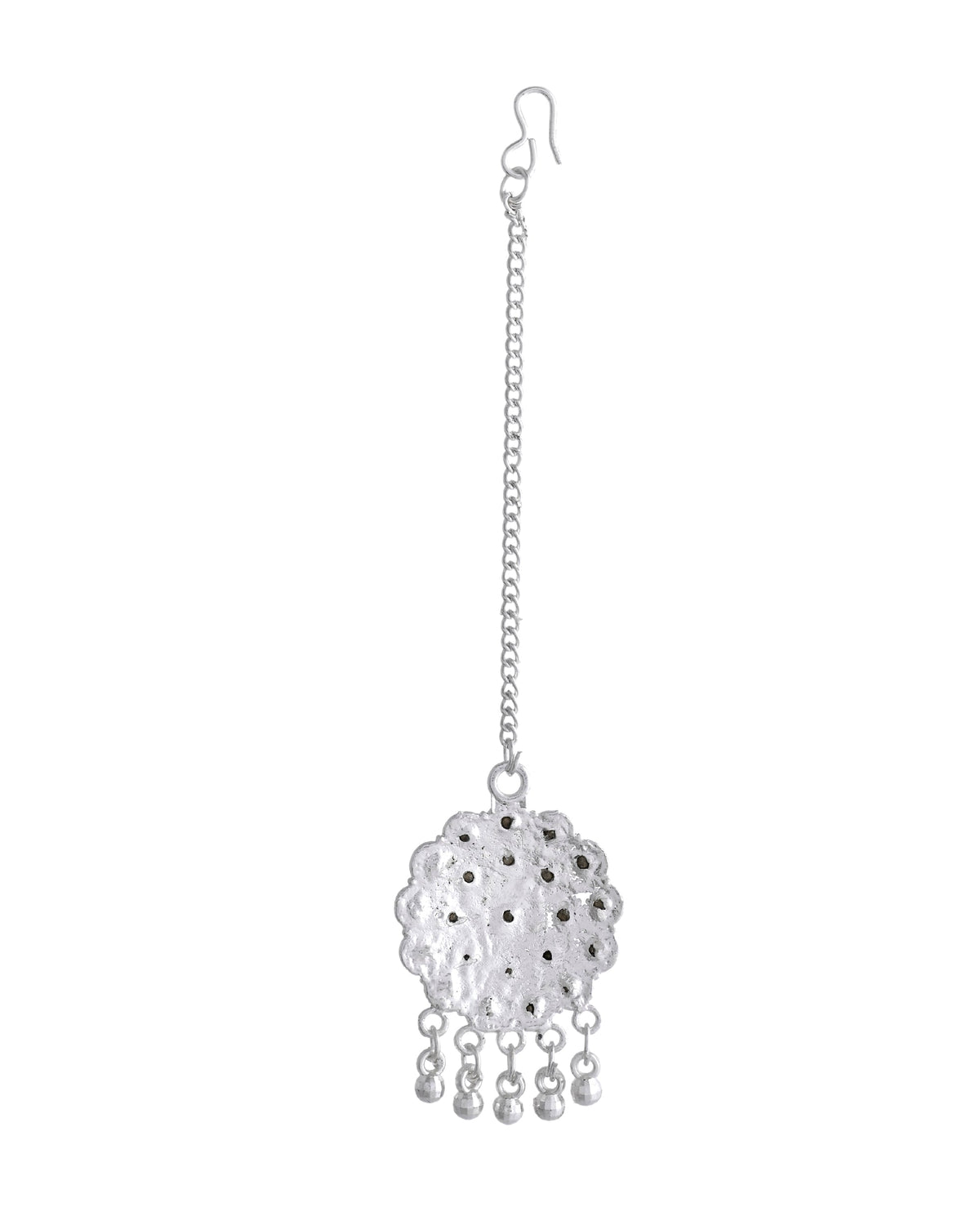VOJ White Stone Studded Jhumkar Earrings With Maang Tikka | Grocsy