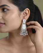 VOJ Silver Plated Moon Stone Studded Elegent Earrings