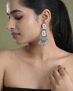 VOJ Silver Plated Moon Stone Studded Elegent Earrings
