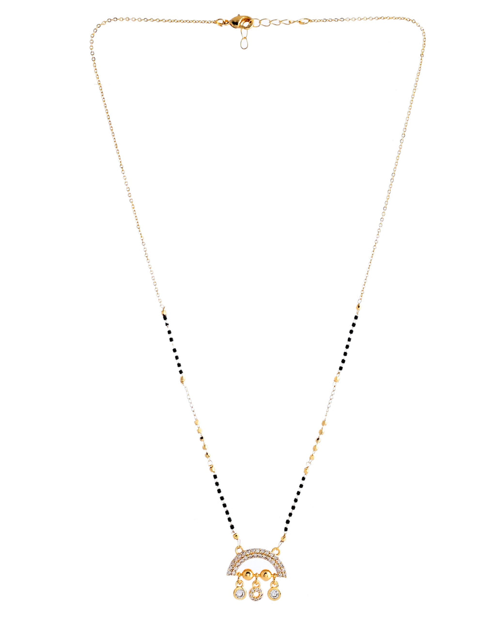 VOJ Gold-Polished AD Studded Half Done Shape Mangalsutra | Grocsy