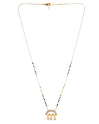 VOJ Gold-Polished AD Studded Half Done Shape Mangalsutra | Grocsy