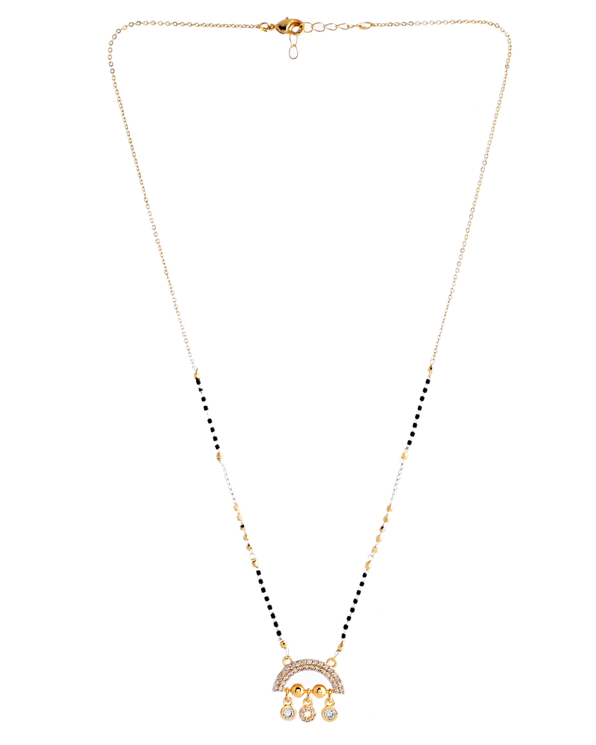 VOJ Gold-Polished AD Studded Half Done Shape Mangalsutra | Grocsy