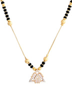 VOJ Gold-Polished Stone Studded Triangular Shaped Mangalsutra | Grocsy