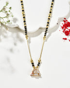 VOJ Gold-Polished Stone Studded Triangular Shaped Mangalsutra | Grocsy