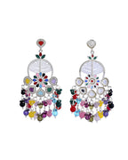 VOJ Multi Colour Beaded Long Chanbali Earrings