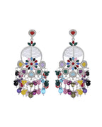 VOJ Multi Colour Beaded Long Chanbali Earrings
