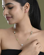 VOJ Gold-Polished Green Beaded Chain For Women | Grocsy