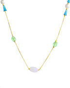 VOJ Gold-Polished Green Beaded Chain For Women | Grocsy