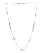 VOJ Gold-Polished Green Beaded Chain For Women | Grocsy