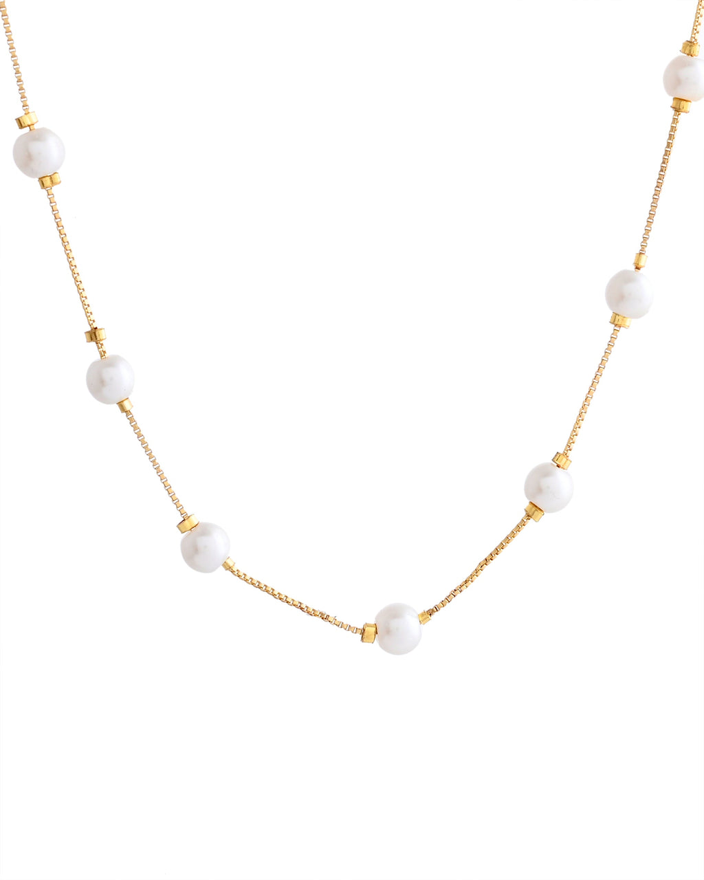 VOJ Gold-Polished Pearl Chain For Women | Grocsy