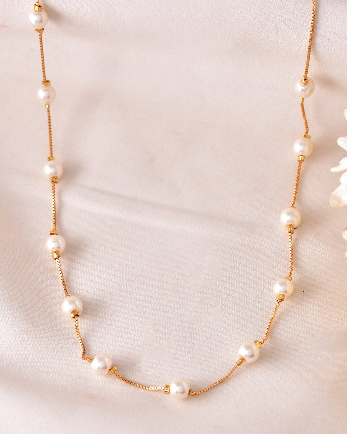 VOJ Gold-Polished Pearl Chain For Women | Grocsy