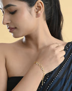 VOJ Gold-Polished Heart Shapped AD Stone Studded Women's Bracelet | Grocsy