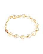 VOJ Gold-Polished Heart Shapped AD Stone Studded Women's Bracelet | Grocsy