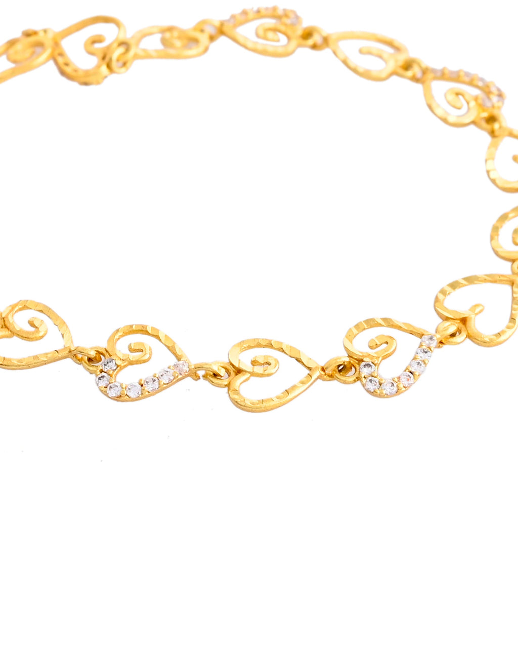 VOJ Gold-Polished Heart Shapped AD Stone Studded Women's Bracelet | Grocsy