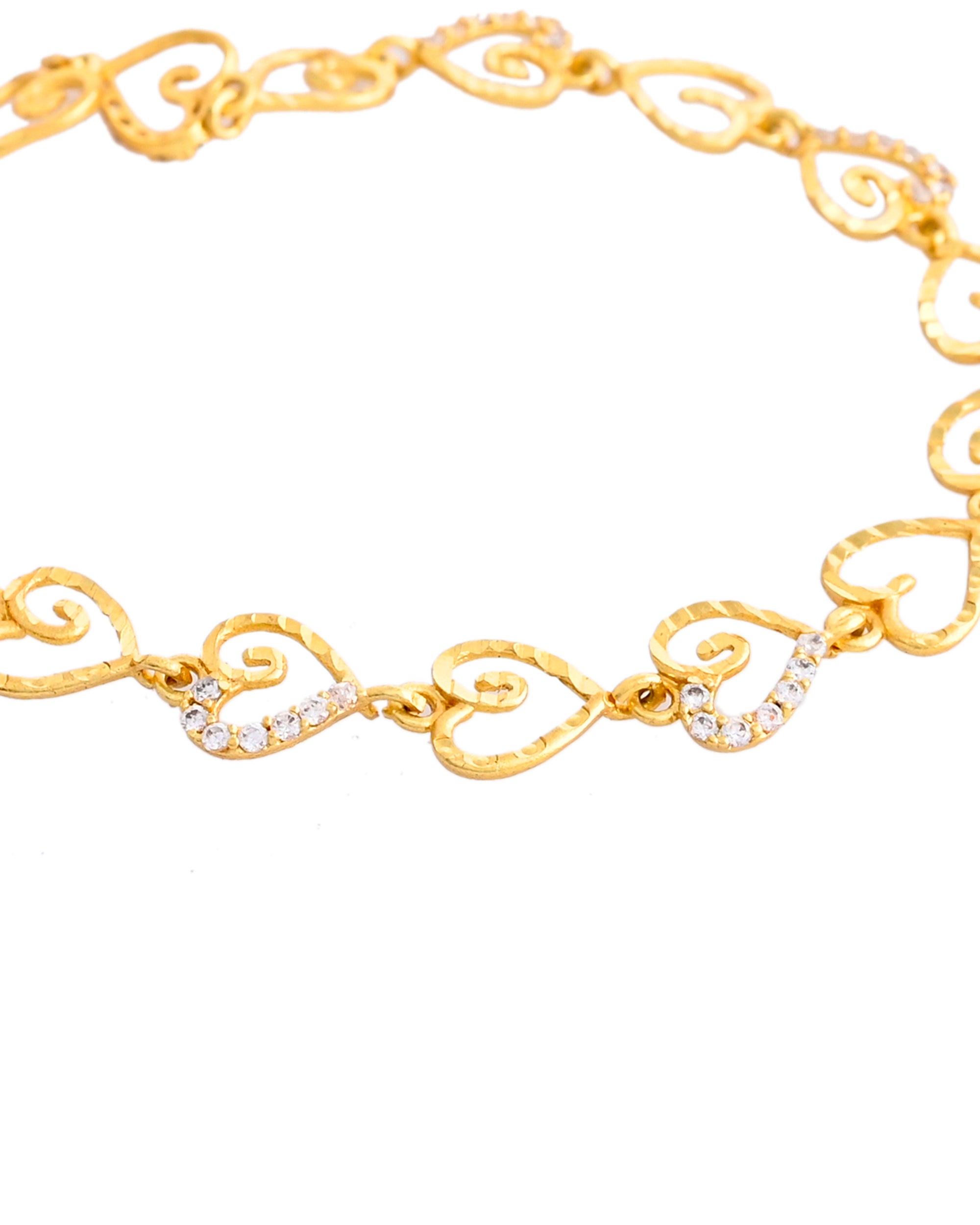 VOJ Gold-Polished Heart Shapped AD Stone Studded Women's Bracelet | Grocsy