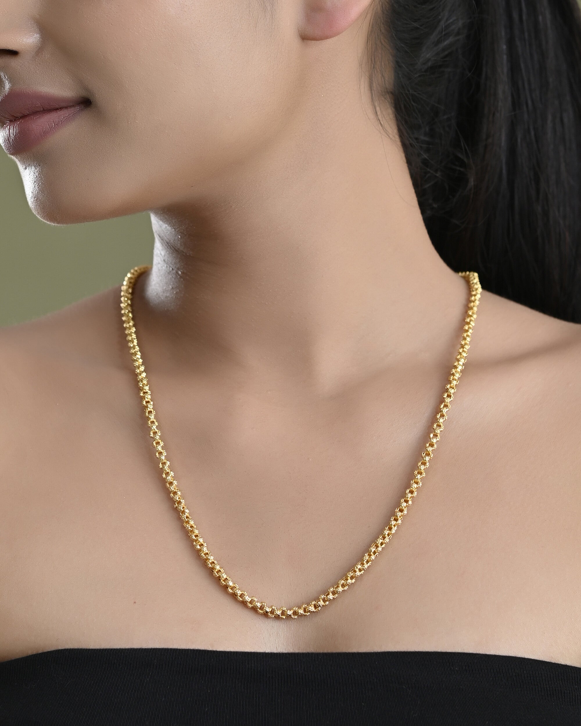 VOJ Gold-Polished Designer Elegent Men's Chain | Grocsy