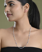 VOJ Silver Plated Multi Colour Stone Heart Shape Chain | Grocsy