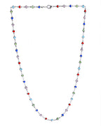 VOJ Silver Plated Multi Colour Stone Heart Shape Chain | Grocsy