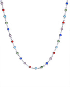 VOJ Silver Plated Multi Colour Stone Heart Shape Chain | Grocsy