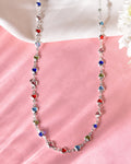 VOJ Silver Plated Multi Colour Stone Heart Shape Chain | Grocsy