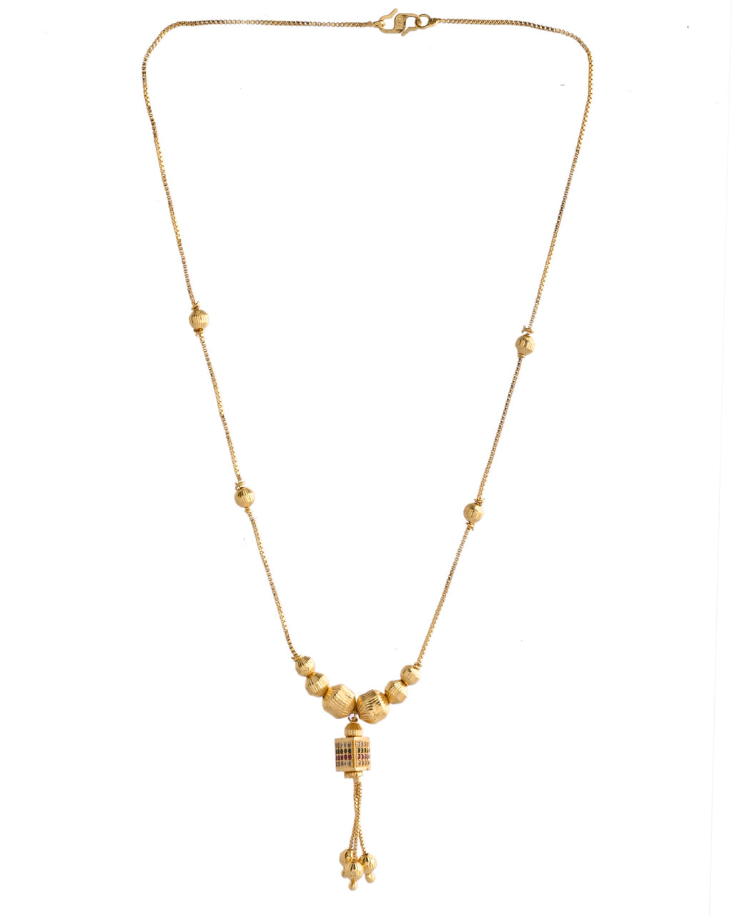 VOJ Gold-Polished Stainless Steel Multi Color Stone Studded Chain For Women | Grocsy