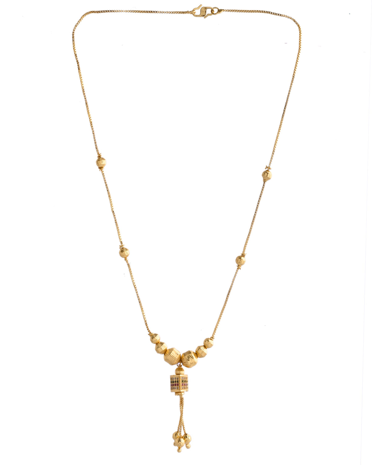 VOJ Gold-Polished Stainless Steel Multi Color Stone Studded Chain For Women | Grocsy