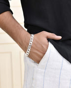 VOJ Silver Plated Stainless Steel Elegent Men's Bracelet