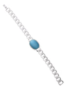 VOJ Silver Plated Blue Stone Men's Bracelet