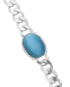 VOJ Silver Plated Blue Stone Men's Bracelet