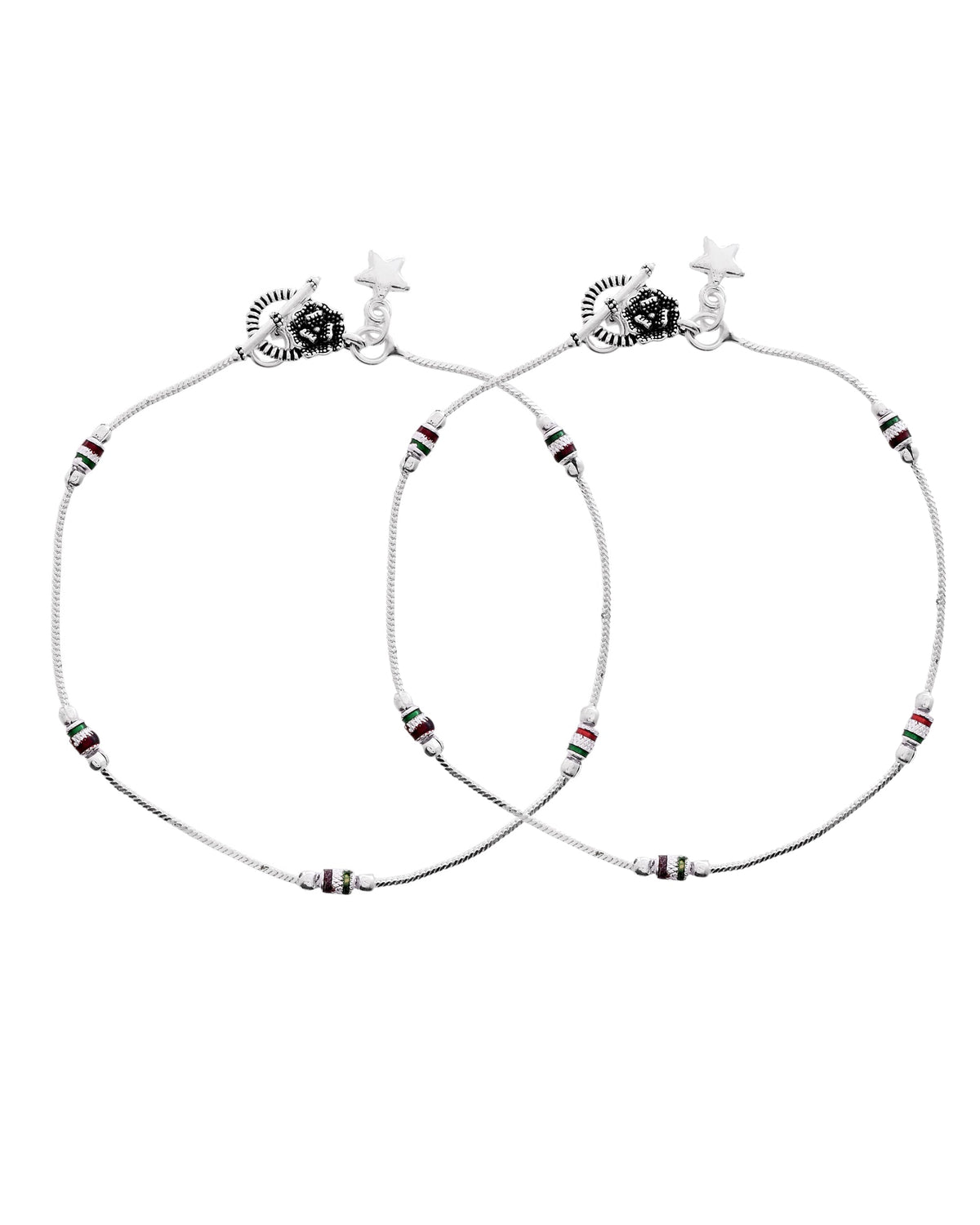 VOJ Set of 2 Silver Plated Elegent Anklet | Grocsy