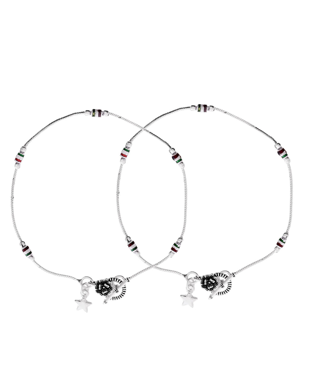 VOJ Set of 2 Silver Plated Elegent Anklet | Grocsy