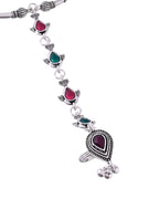 VOJ Set of 2 Silver Toned Meenakari Anklet With Toe Ring | Grocsy