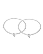 VOJ Silver Plated Stone Studded Stylish Elegent Anklet | Grocsy