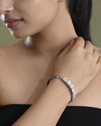 VOJ Silver Plated Stone Studded Kada Bracelet