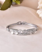 VOJ Silver Plated Stone Studded Kada Bracelet