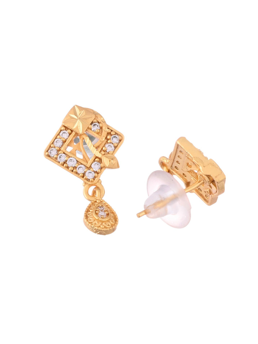 VOJ Gold-Polished AD Stone Studded Geometrical Design Chain Set | Grocsy