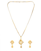 VOJ Gold-Polished AD Stone Studded Geometrical Design Chain Set | Grocsy