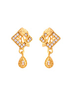 VOJ Gold-Polished AD Stone Studded Geometrical Design Chain Set | Grocsy