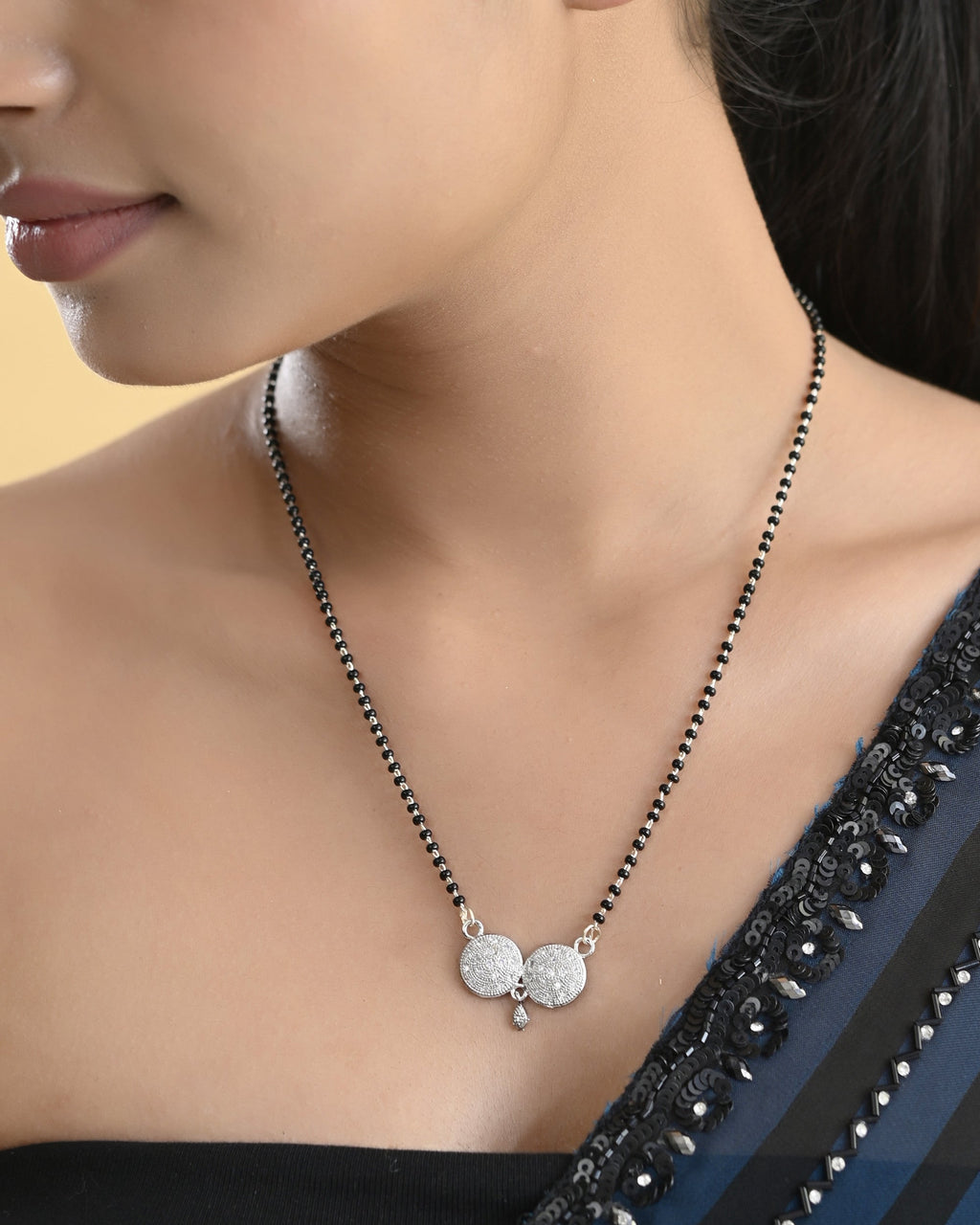 VOJ Silver Plated Stone Studded Elegent Mangalsutra | Grocsy
