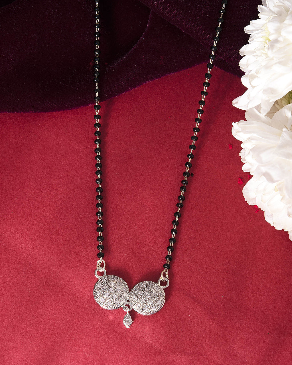 VOJ Silver Plated Stone Studded Elegent Mangalsutra | Grocsy