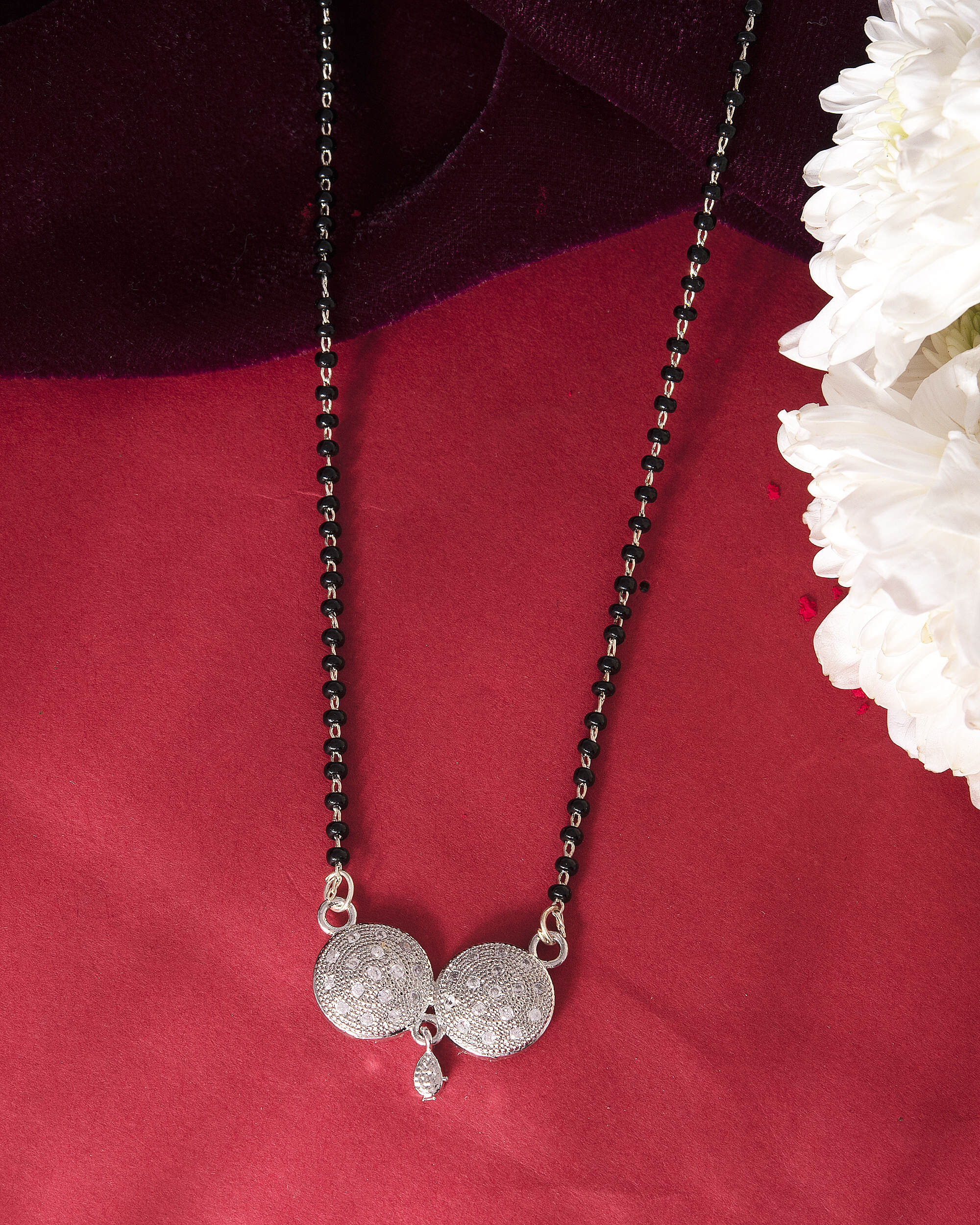 VOJ Silver Plated Stone Studded Elegent Mangalsutra | Grocsy