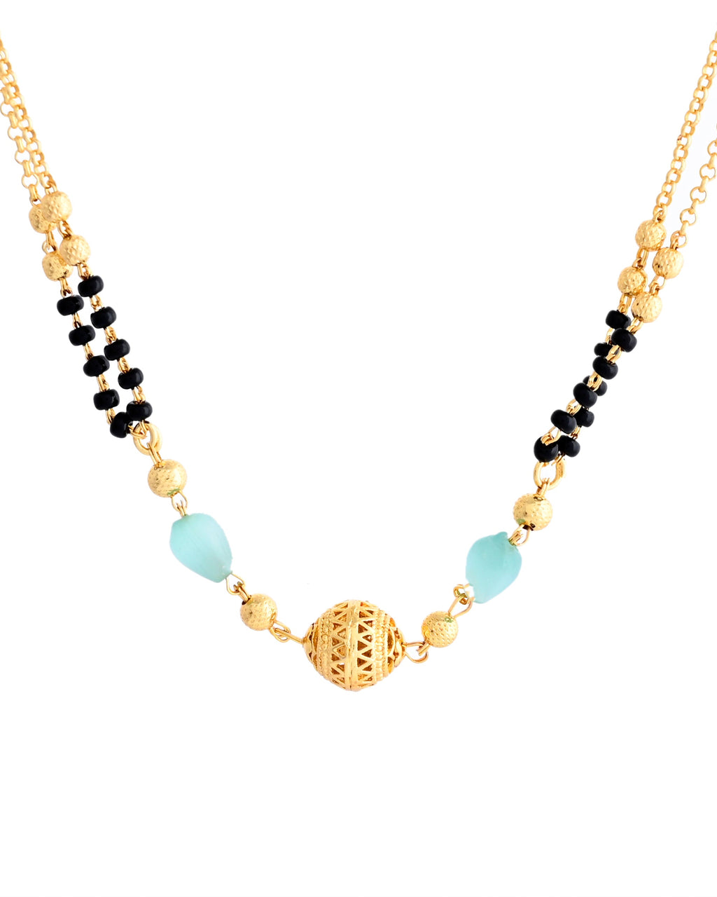 VOJ Gold-Polished Beads Studded MangalSutra | Grocsy