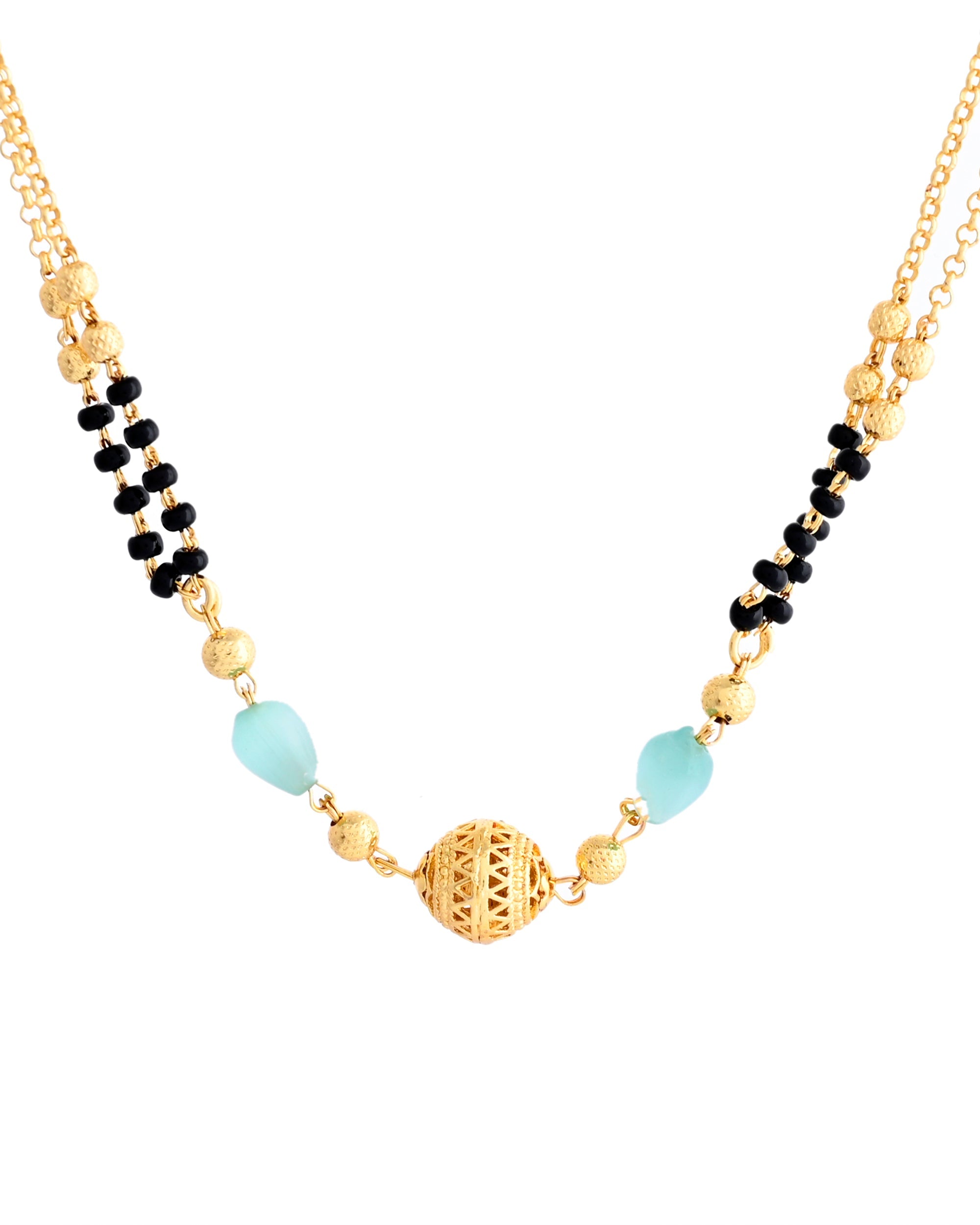 VOJ Gold-Polished Beads Studded MangalSutra | Grocsy