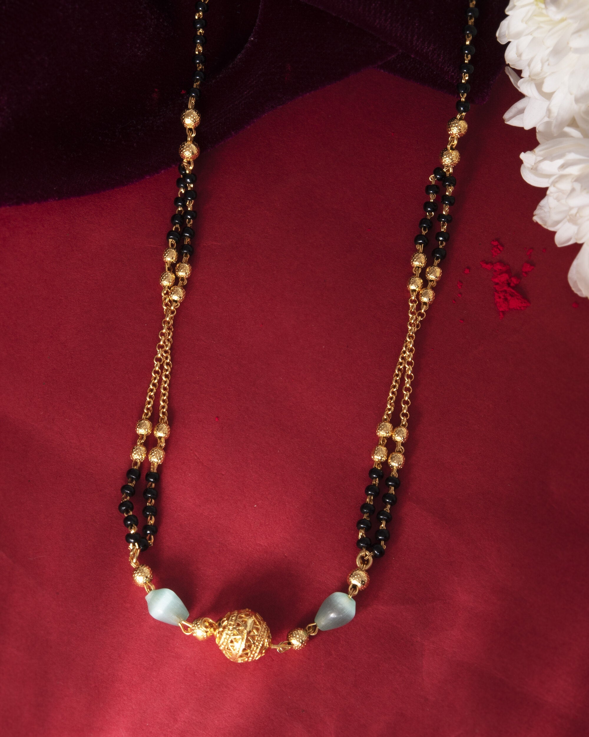 VOJ Gold-Polished Beads Studded MangalSutra | Grocsy