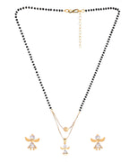 VOJ Gold-Polished Doll Shapped Stone Studded Mangalsutra With Earrings Set | Grocsy